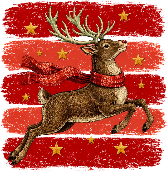 Reindeer with Scarf DTF Transfer