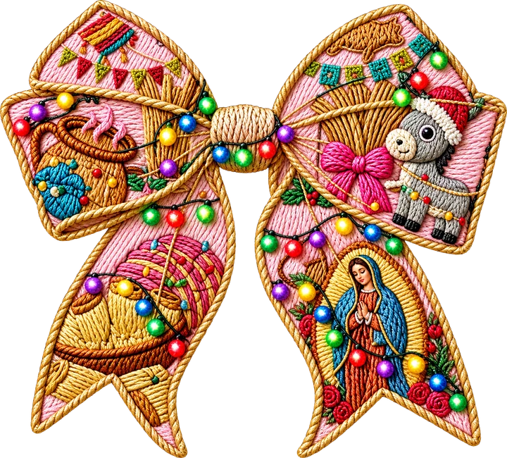 Christmas Bow with Nativity DTF Transfer