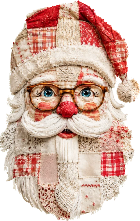 Patchwork Santa DTF Transfer