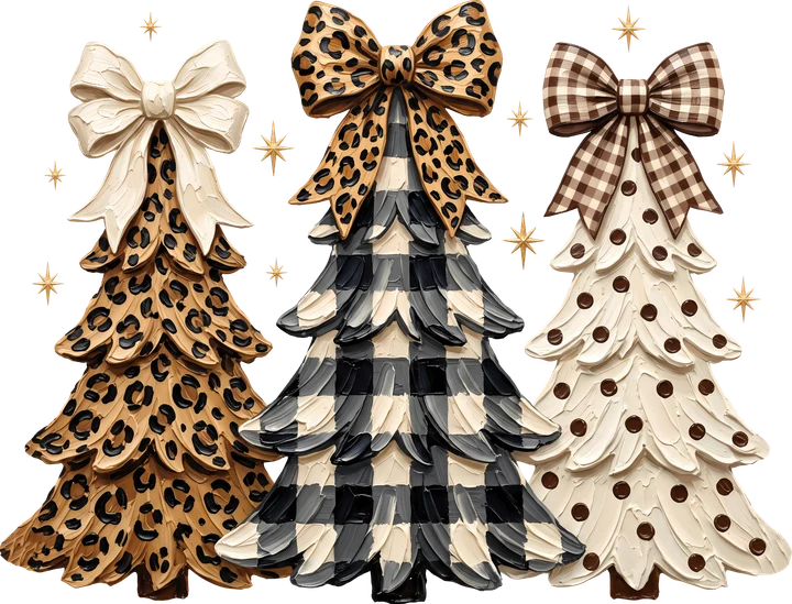 Patterned Christmas Trees DTF Transfer