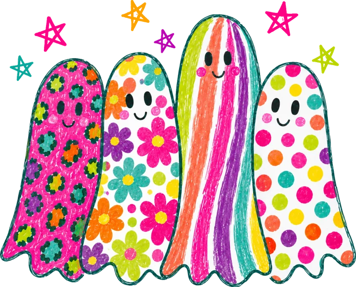 Colorful Ghosts DTF Transfer