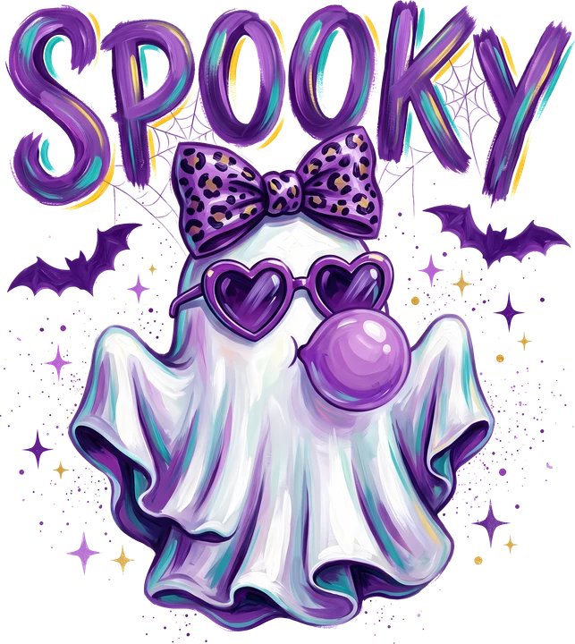 Spooky Ghost with Bow DTF Transfer