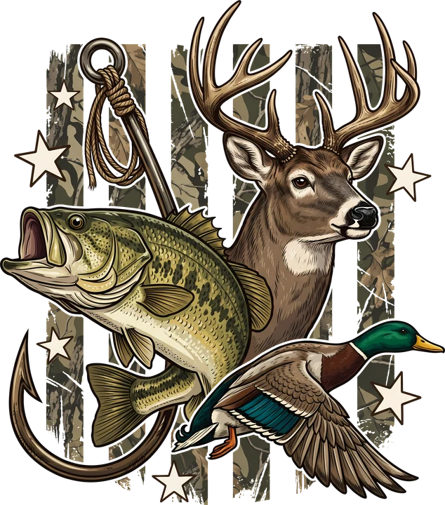 Outdoor Hunting and Fishing DTF Transfer