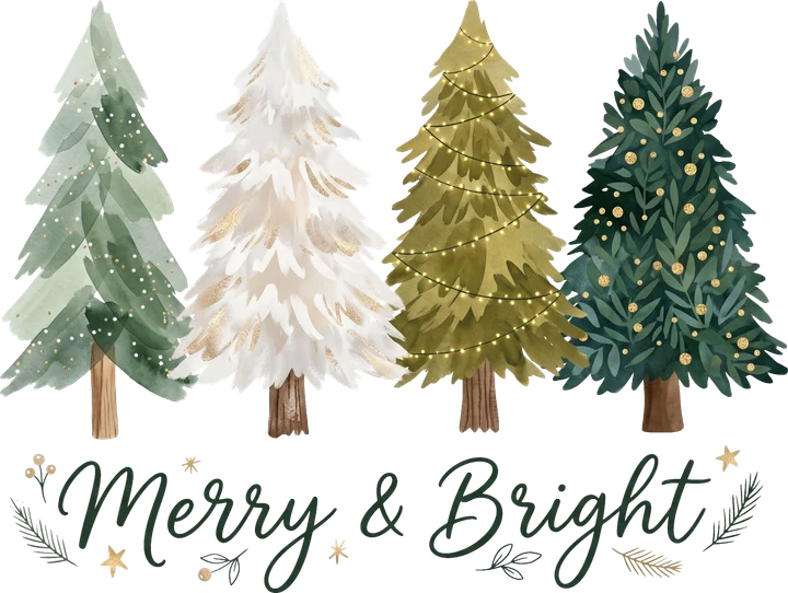 Watercolor Christmas Trees DTF Transfer