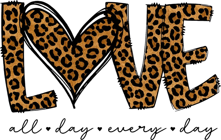 Love Me Leopard Print DTF Transfer