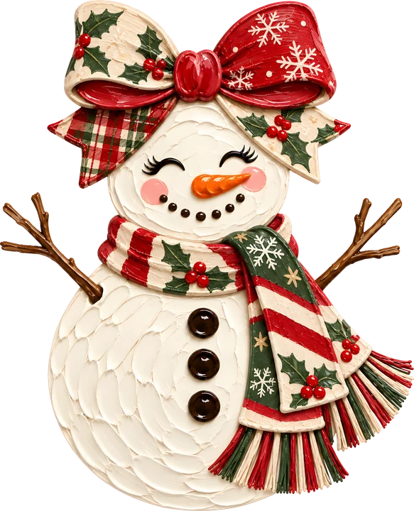 Snowman with Bow and Scarf DTF Transfer