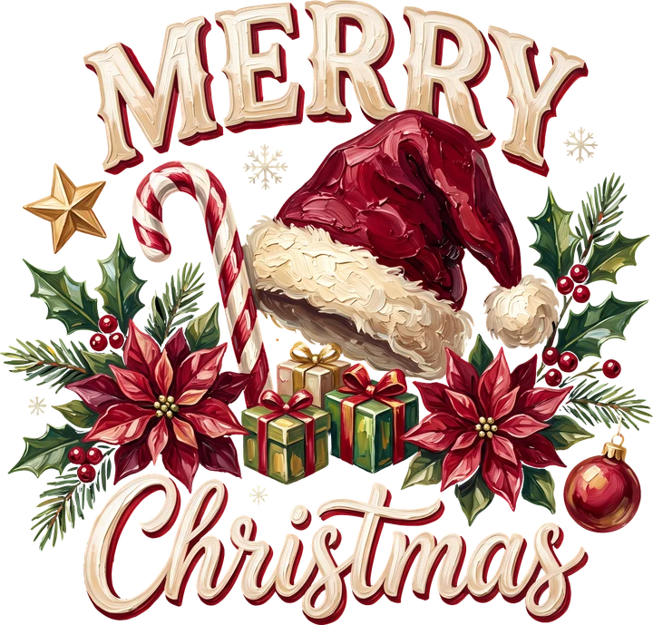 ¡Feliz Navidad con gorro de Papá Noel! — Transfer DTF