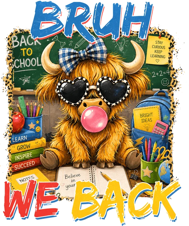 Highland Cow Back to School DTF Transfer