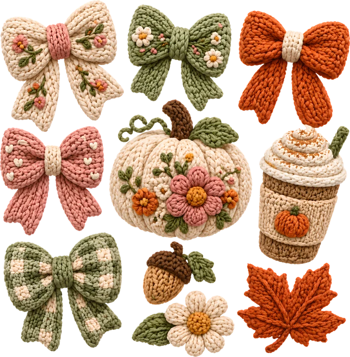 Autumn Bow & Pumpkin DTF Transfer
