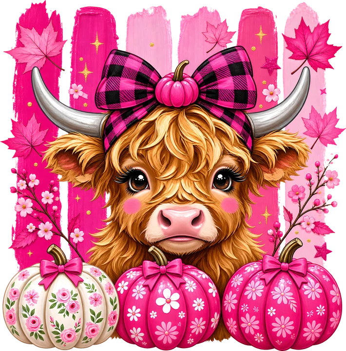 Cute Cow with Pumpkins DTF Transfer