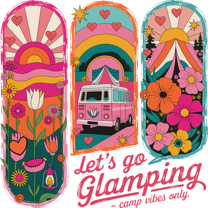Let’s Go Glamping Retro Camper DTF Transfer