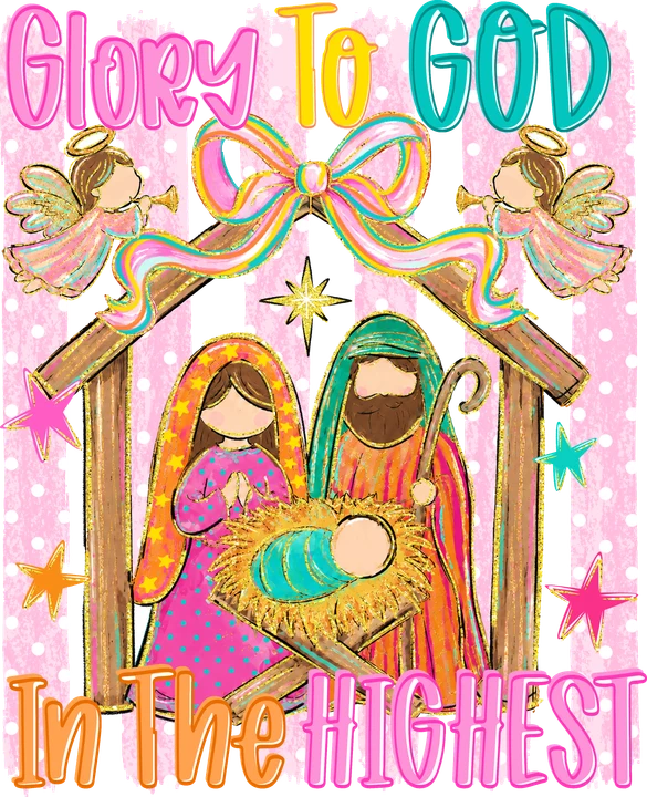 Nativity Scene with Angels DTF Transfer