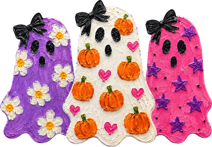 Cute Ghosts with Pumpkins and Stars DTF Transfer