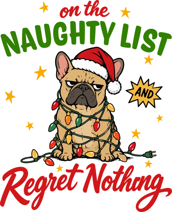 Frenchie on Naughty List DTF Transfer