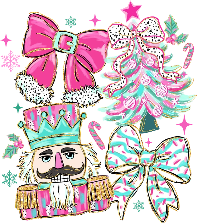 Nutcracker and Christmas Tree DTF Transfer