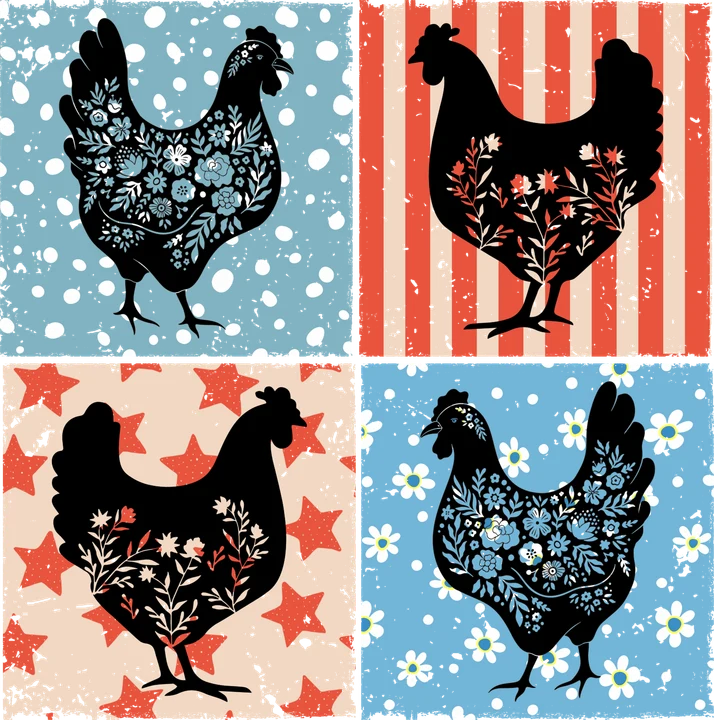Patriotic Floral Rooster DTF Transfer