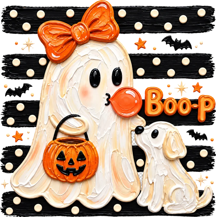 Ghost and Puppy Halloween DTF Transfer