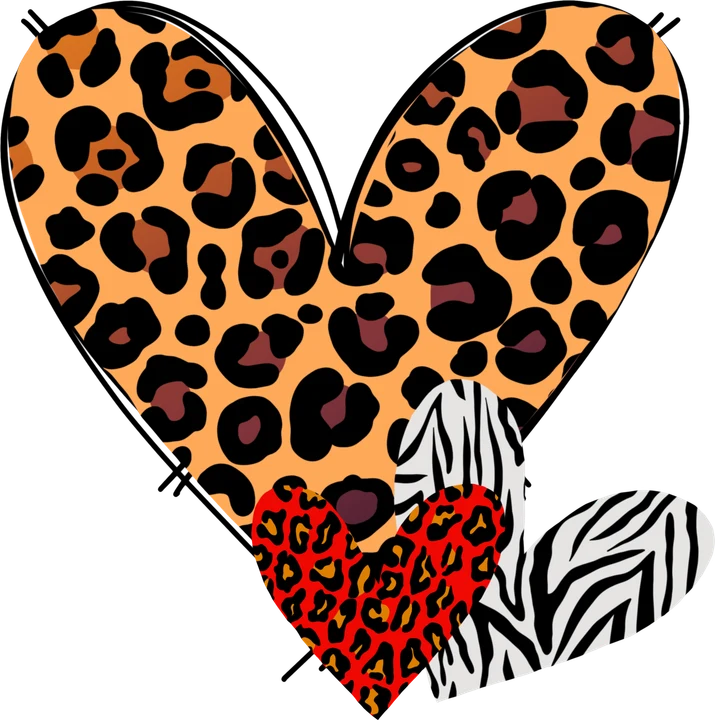 Leopard-Print Heart DTF Transfer