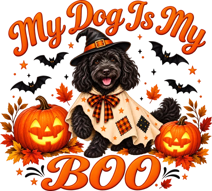 Halloween Dog in Witch Costume DTF Transfer