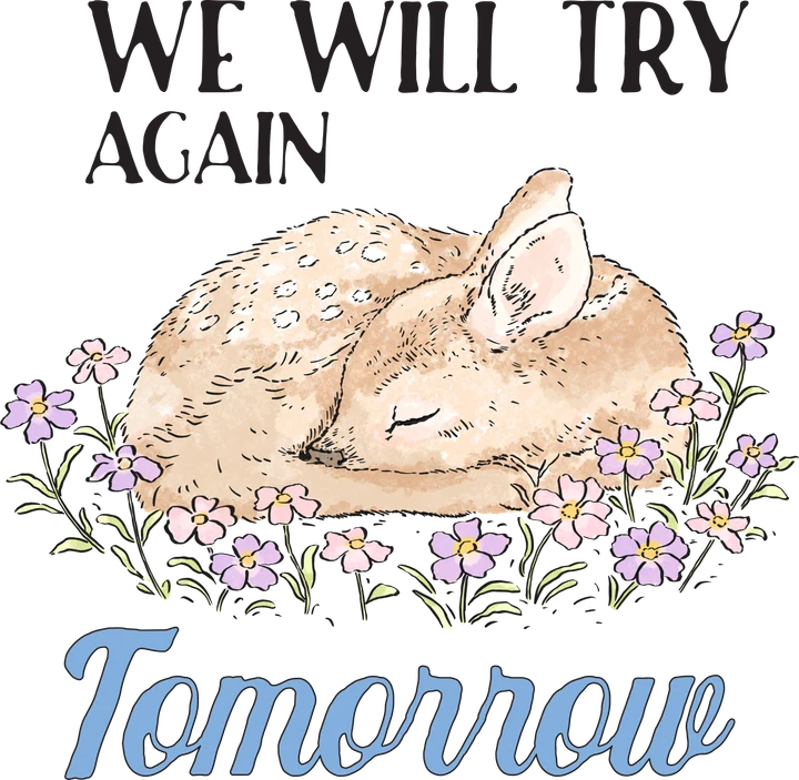 Sleeping Fawn Among Flowers DTF Transfer