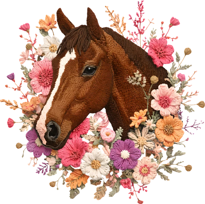 Horse in Floral Wreath DTF Transfer
