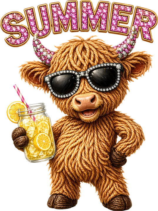 Summer Highland Cow DTF Transfer