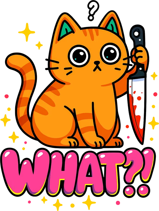 Surprised Cat with Knife DTF Transfer