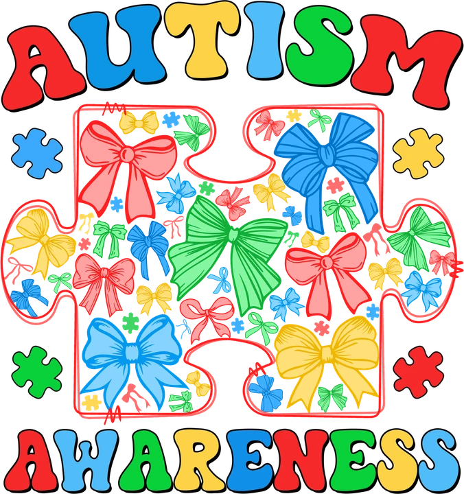Autism Awareness Puzzle Bow DTF Transfer