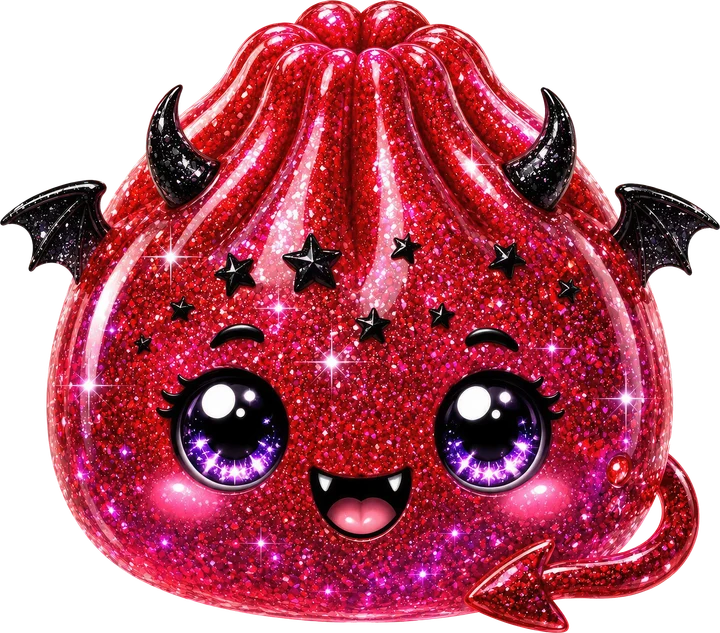 Glitter Devil Dumpling DTF Transfer