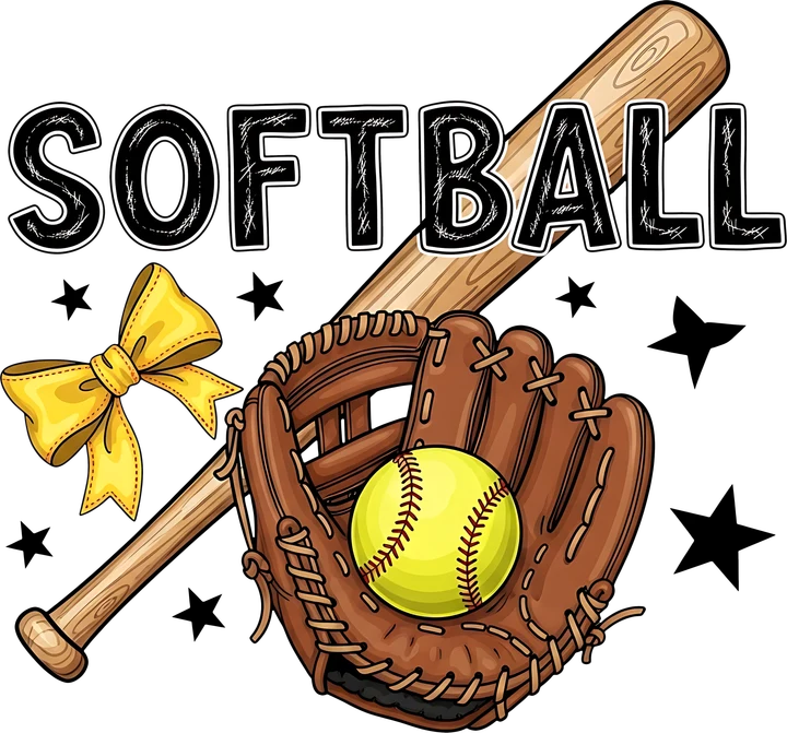 Softball Bat Glove Ball DTF Transfer