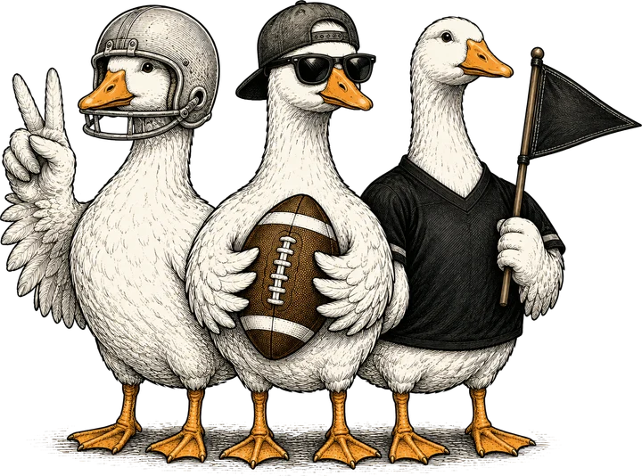 Three birds in Football Gear DTF Transfer