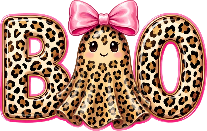 Cute Leopard Ghost Boo DTF Transfer