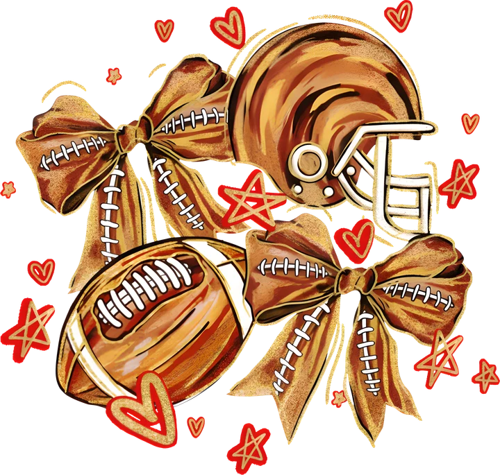 Football Helmet and Bow Collage DTF Transfer