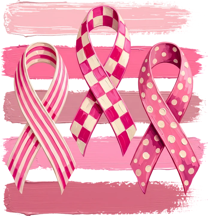 Three Patterned Pink Ribbons DTF Transfer