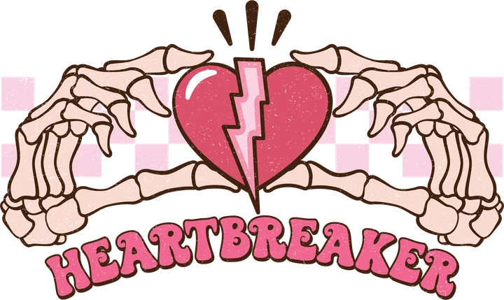 Skeletal Hands Holding Broken Heart DTF Transfer