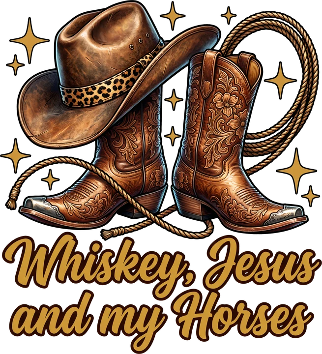 Cowboy Hat Boots Rope DTF Transfer
