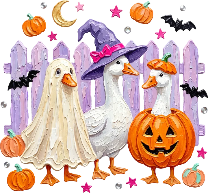 Ghost, Witch, Pumpkin Duck DTF Transfer