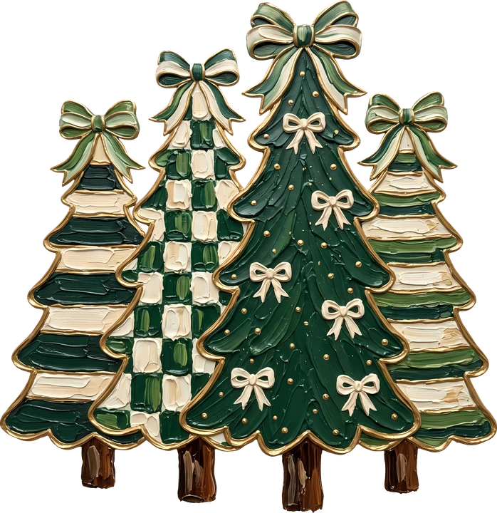 Árboles de Navidad decorados con lazos — Transfer DTF