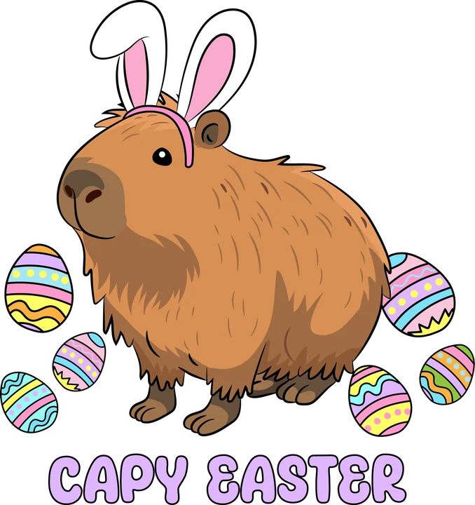 Capybara Easter Bunny DTF Transfer