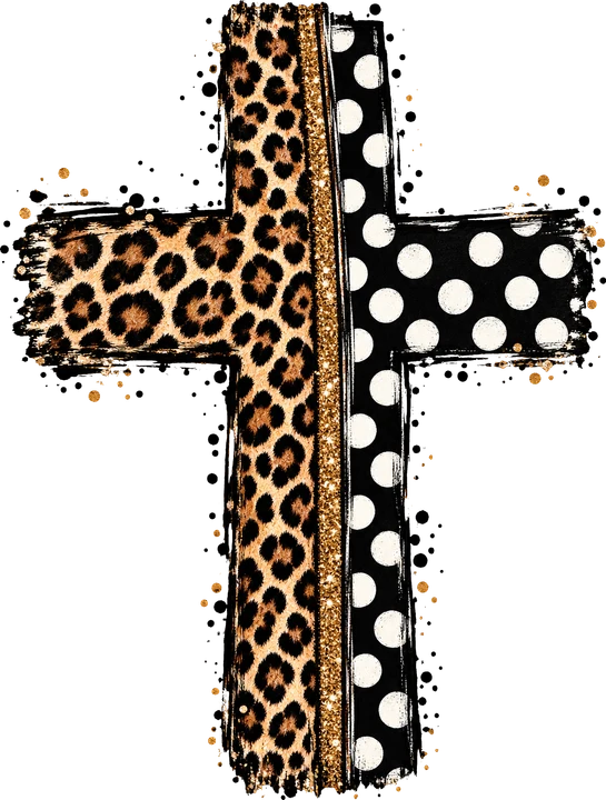 Leopard and Polka Dot Cross DTF Transfer