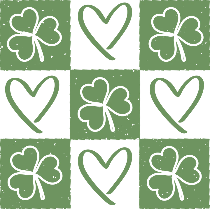 Green Shamrocks and Hearts DTF Transfer