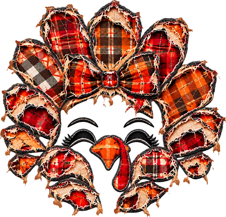 Korona na may disenyo ng "plaid" na gawa sa tela o materyal na kahawig ng mga damit na may pattern na "plaid." — DTF Transfer