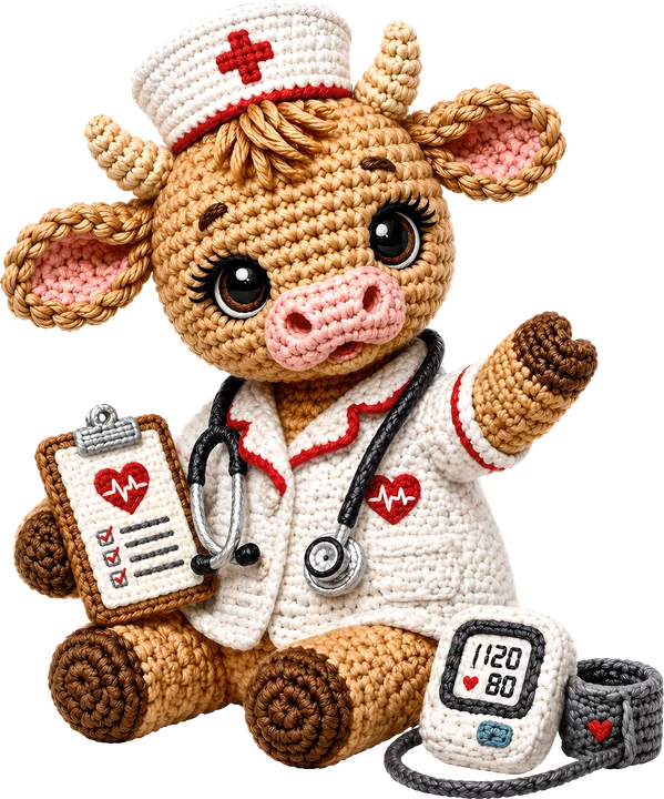 Crochet Cow Nurse DTF Transfer