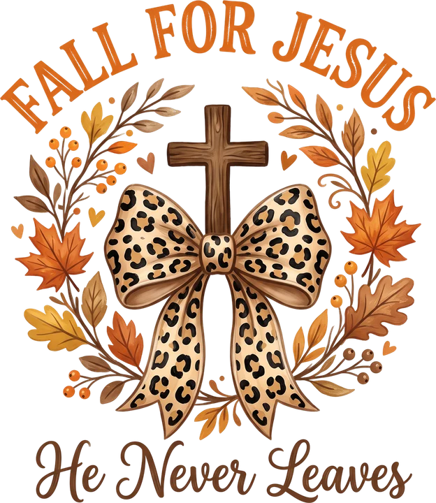 Fall for Jesus Leopard Bow DTF Transfer