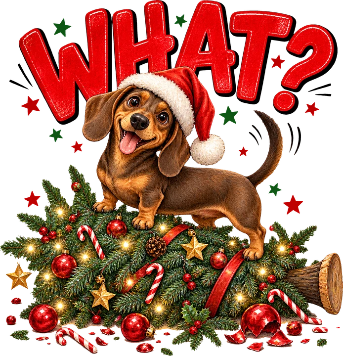 Dachshund in Santa Hat DTF Transfer