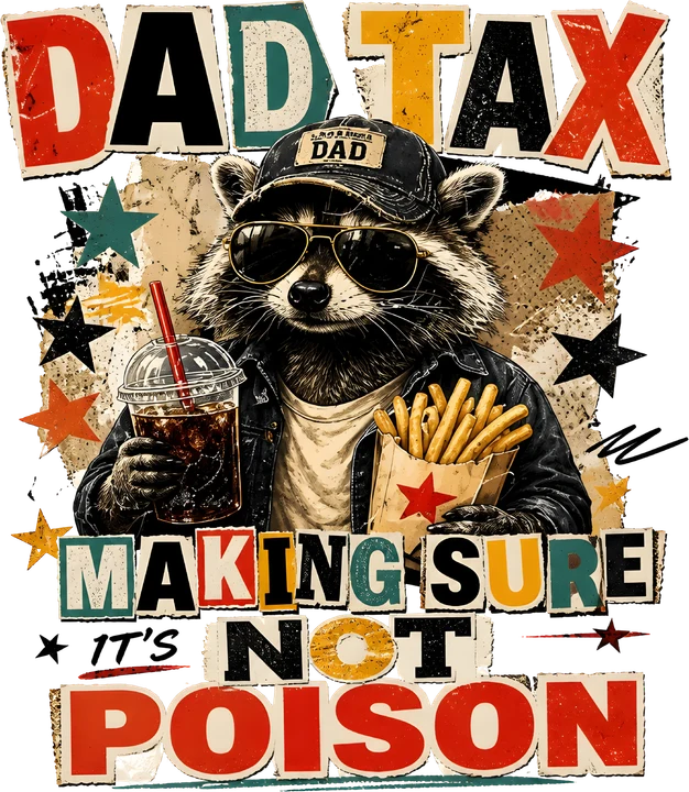 Raccoon Dad with Fries DTF Transfer