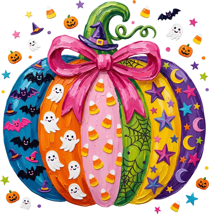 Colorful Halloween Pumpkin DTF Transfer