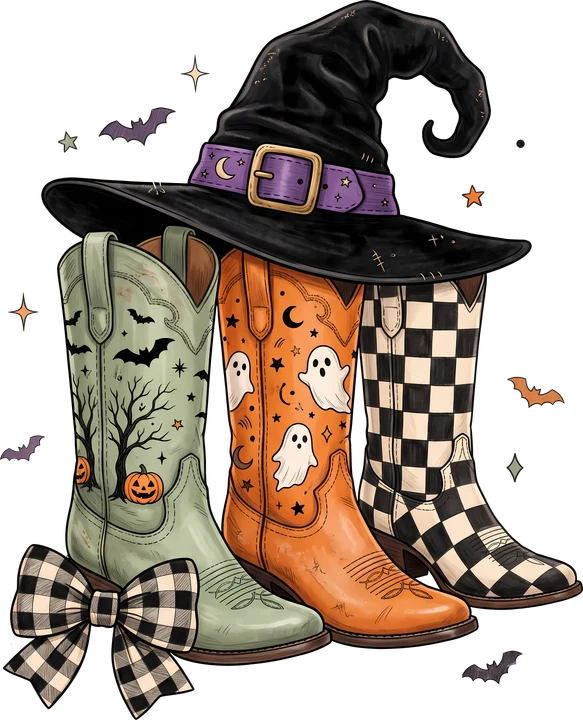 Witch Hat and Cowboy Boots DTF Transfer