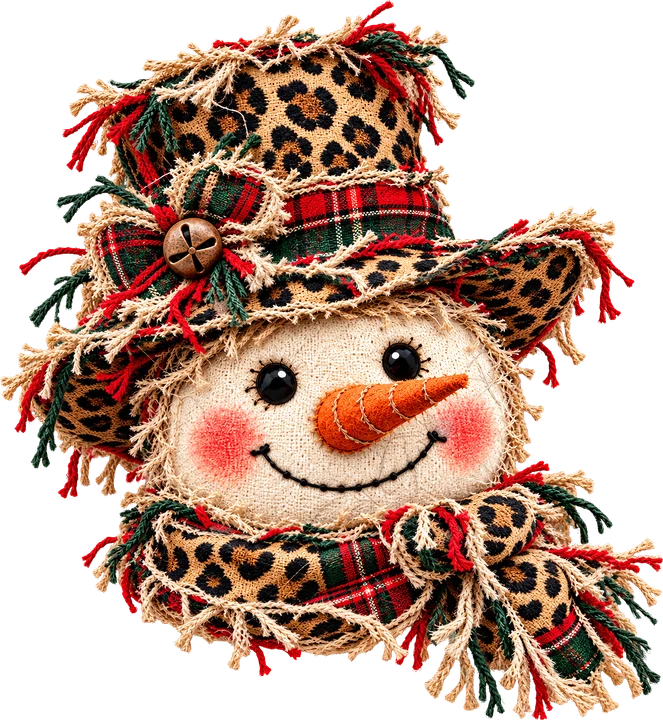 Muñeco de nieve con gorro de estampado de leopardo — Transfer DTF