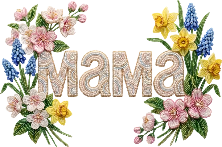 Mama embroidery-style Floral DTF Transfer
